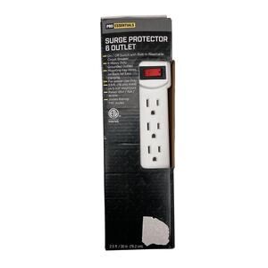 Pro Essentials 6 Outlet On / Off Switch 2.5 ft Indoor Use Surge Protector Plug
